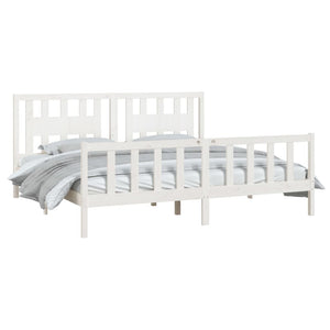 vidaXL Bed Frame without Mattress White Solid Wood Pine Super King Size