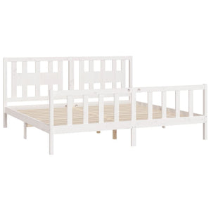 vidaXL Bed Frame without Mattress White Solid Wood Pine Super King Size