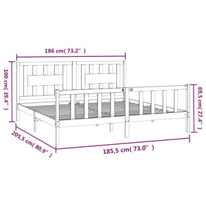 vidaXL Bed Frame without Mattress White Solid Wood Pine Super King Size