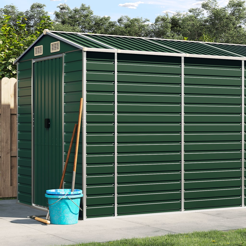 vidaXL Garden Shed Green 191x725x198 cm Galvanised Steel