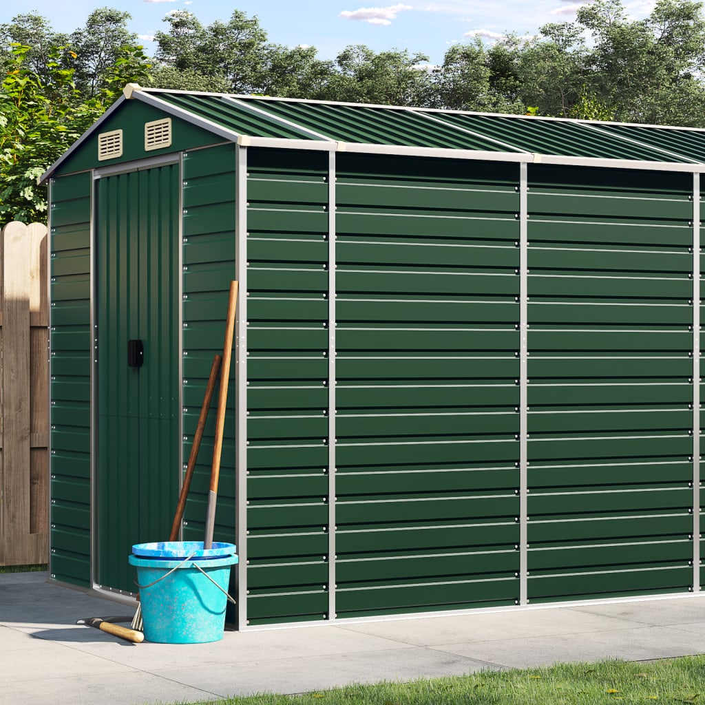 vidaXL Garden Shed Green 191x810x198 cm Galvanised Steel