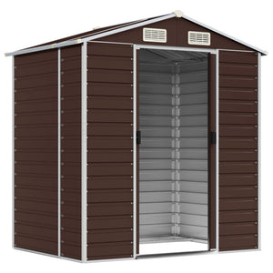 vidaXL Garden Shed Brown 191x130x198 cm Galvanised Steel