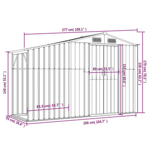 vidaXL Garden Shed Anthracite 277x93x179 cm Galvanised Steel