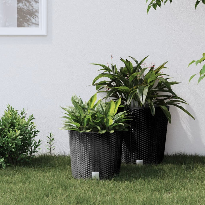 vidaXL Planter with Removable Inner Anthracite 15 / 15.3 L PP Rattan