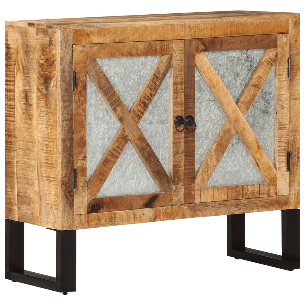 vidaXL Sideboard 80x30x71 cm Solid Rough Wood Mango and Metal