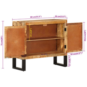 vidaXL Sideboard 80x30x71 cm Solid Rough Wood Mango and Metal