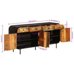 vidaXL Sideboard 140x35x70 cm Solid Wood Reclaimed and Metal