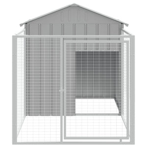 vidaXL Dog House with Run Light Grey 117x201x123 cm Galvanised Steel