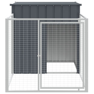 vidaXL Dog House with Run Anthracite 110x201x110 cm Galvanised Steel