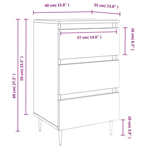 vidaXL Bedside Cabinet Smoked Oak 40x35x69 cm Engineered Wood