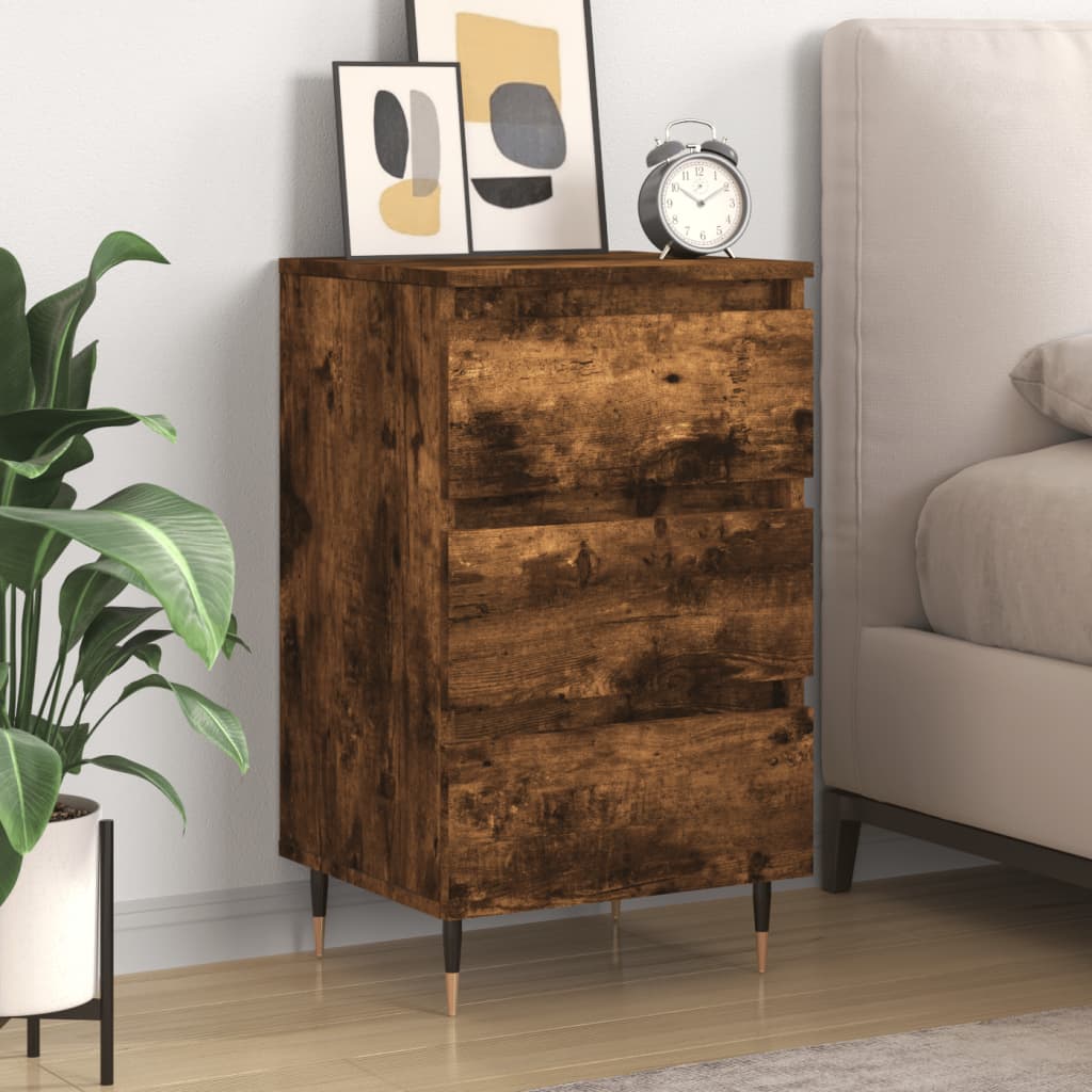 vidaXL Bedside Cabinet Smoked Oak 40x35x69 cm Engineered Wood