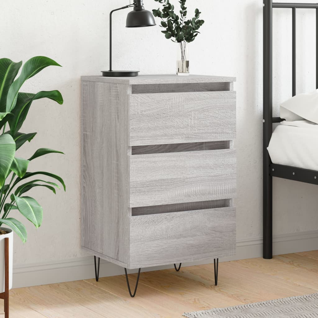 vidaXL Bedside Cabinet Grey Sonoma 40x35x69 cm Engineered Wood