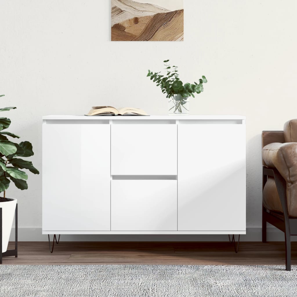 vidaXL Sideboard High Gloss White 104x35x70 cm Engineered Wood