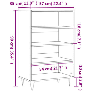 vidaXL Highboard High Gloss White 57x35x90 cm Engineered Wood