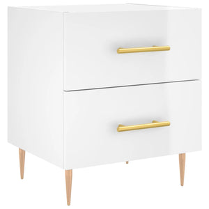 vidaXL Bedside Cabinet High Gloss White 40x35x47.5 cm Engineered Wood