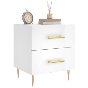 vidaXL Bedside Cabinet High Gloss White 40x35x47.5 cm Engineered Wood