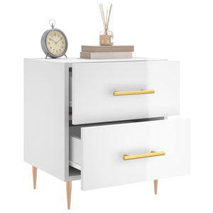 vidaXL Bedside Cabinet High Gloss White 40x35x47.5 cm Engineered Wood