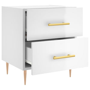 vidaXL Bedside Cabinet High Gloss White 40x35x47.5 cm Engineered Wood