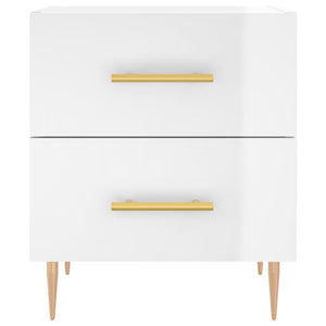 vidaXL Bedside Cabinet High Gloss White 40x35x47.5 cm Engineered Wood