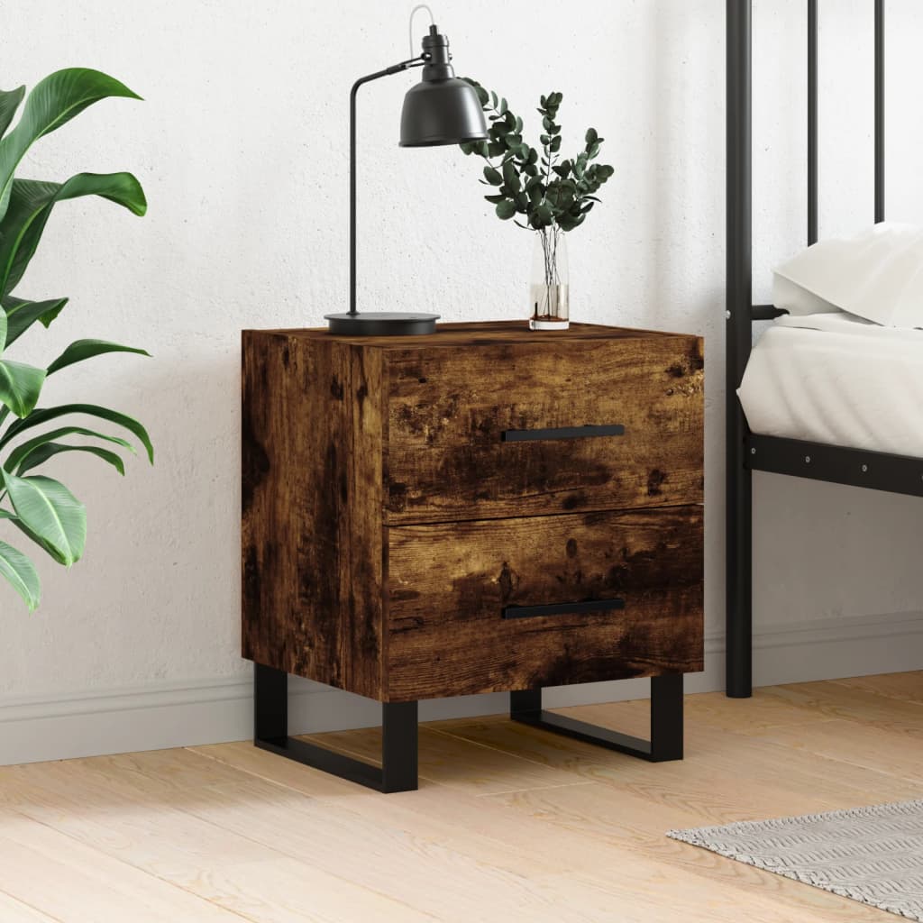 vidaXL Bedside Cabinet Smoked Oak 40x35x47.5 cm Engineered Wood