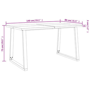 vidaXL Dining Table with Live Edge 140x80x75 cm Solid Wood Acacia