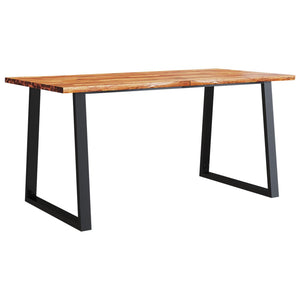 vidaXL Dining Table with Live Edge 160x80x75 cm Solid Wood Acacia