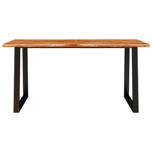 vidaXL Dining Table with Live Edge 160x80x75 cm Solid Wood Acacia