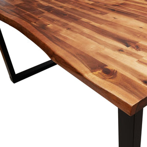 vidaXL Dining Table with Live Edge 160x80x75 cm Solid Wood Acacia