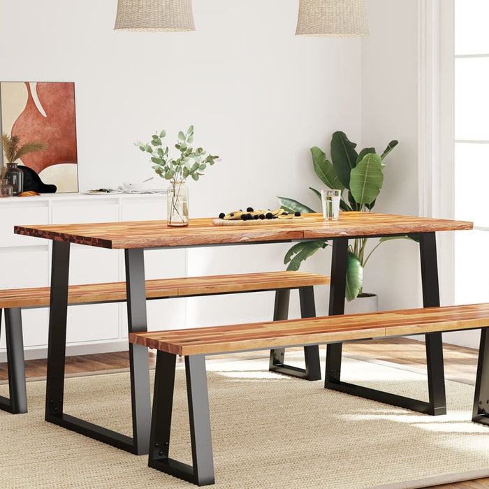 vidaXL Dining Table with Live Edge 160x80x75 cm Solid Wood Acacia