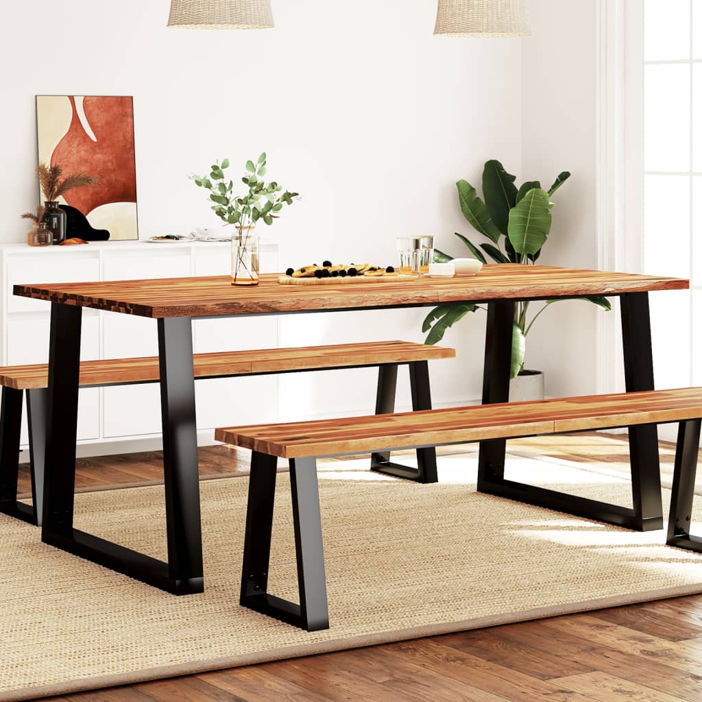 vidaXL Dining Table with Live Edge 180x90x75 cm Solid Wood Acacia