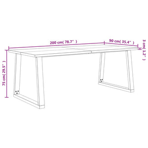 vidaXL Dining Table with Live Edge 200x90x75 cm Solid Wood Acacia