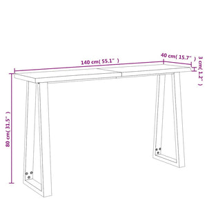 vidaXL Console Table with Live Edge 140x40x80 cm Solid Wood Acacia