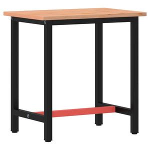 vidaXL Workbench 80x55x81.5 cm Solid Wood Beech and Metal