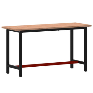 vidaXL Workbench 150x55x81.5 cm Solid Wood Beech and Metal