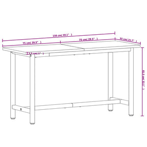 vidaXL Workbench 150x55x81.5 cm Solid Wood Beech and Metal