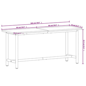 vidaXL Workbench 180x55x81.5 cm Solid Wood Beech and Metal