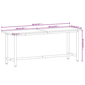 vidaXL Workbench 200x55x81.5 cm Solid Wood Beech and Metal