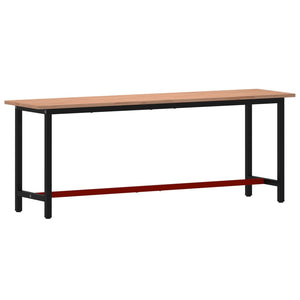 vidaXL Workbench 220x55x81.5 cm Solid Wood Beech and Metal