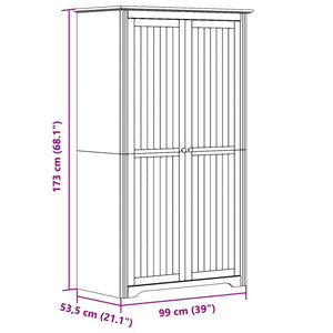 vidaXL Wardrobe BODO White 101x52x176.5 cm Solid Wood Pine