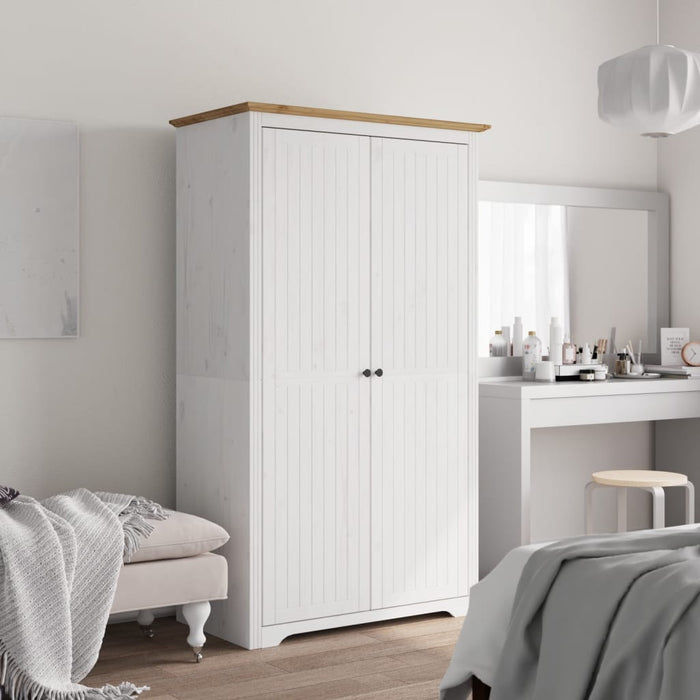 vidaXL Wardrobe BODO White and Brown 101x52x176.5 cm Solid Wood Pine