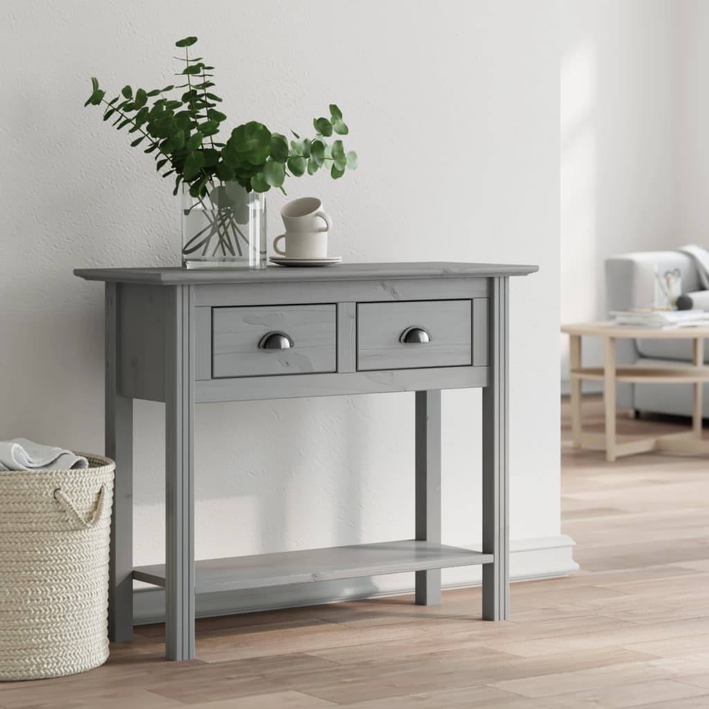 vidaXL Console Table BODO Grey 90x34.5x73 cm Solid Wood Pine