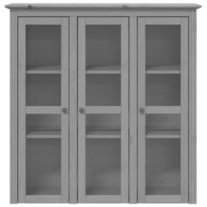 vidaXL Cabinet with Glass Doors BODO Grey Solid Wood Pine