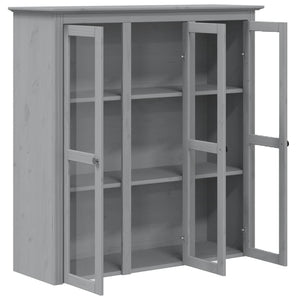 vidaXL Cabinet with Glass Doors BODO Grey Solid Wood Pine