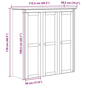 vidaXL Cabinet with Glass Doors BODO Grey Solid Wood Pine