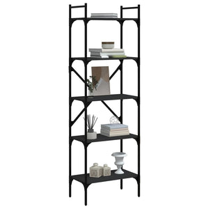 vidaXL Bookcase 5-Tier Black 56x31.5x174 cm Engineered Wood