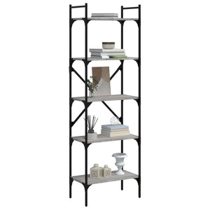 vidaXL Bookcase 5-Tier Grey Sonoma 56x31.5x174 cm Engineered Wood