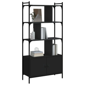 vidaXL Bookcase with Doors Black76.5x30x154.5 cm Engineered Wood