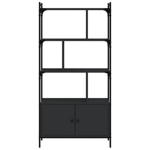 vidaXL Bookcase with Doors Black76.5x30x154.5 cm Engineered Wood