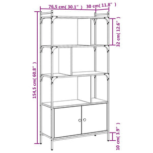 vidaXL Bookcase with Doors Black76.5x30x154.5 cm Engineered Wood