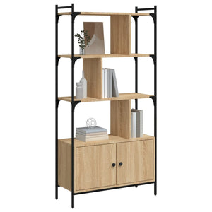 vidaXL Bookcase with Doors Sonoma Oak 76.5x30x154.5 cm Engineered Wood